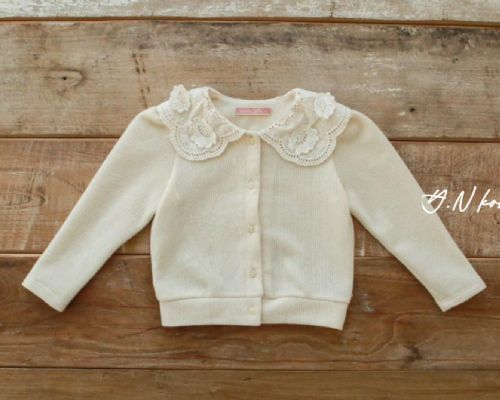 韓國蕾絲娃娃領薄針織外套