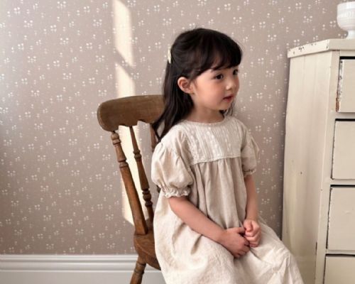 The beige 暢銷款燒花洋裝