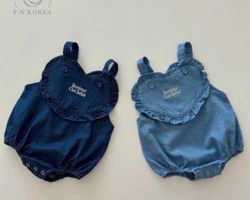 愛心牛仔吊帶褲