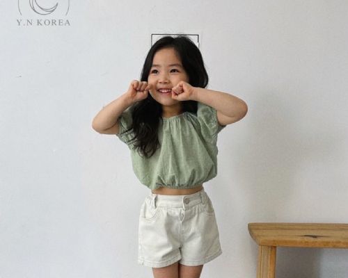 【闆娘自留款】韓國童裝公主袖短版上衣
